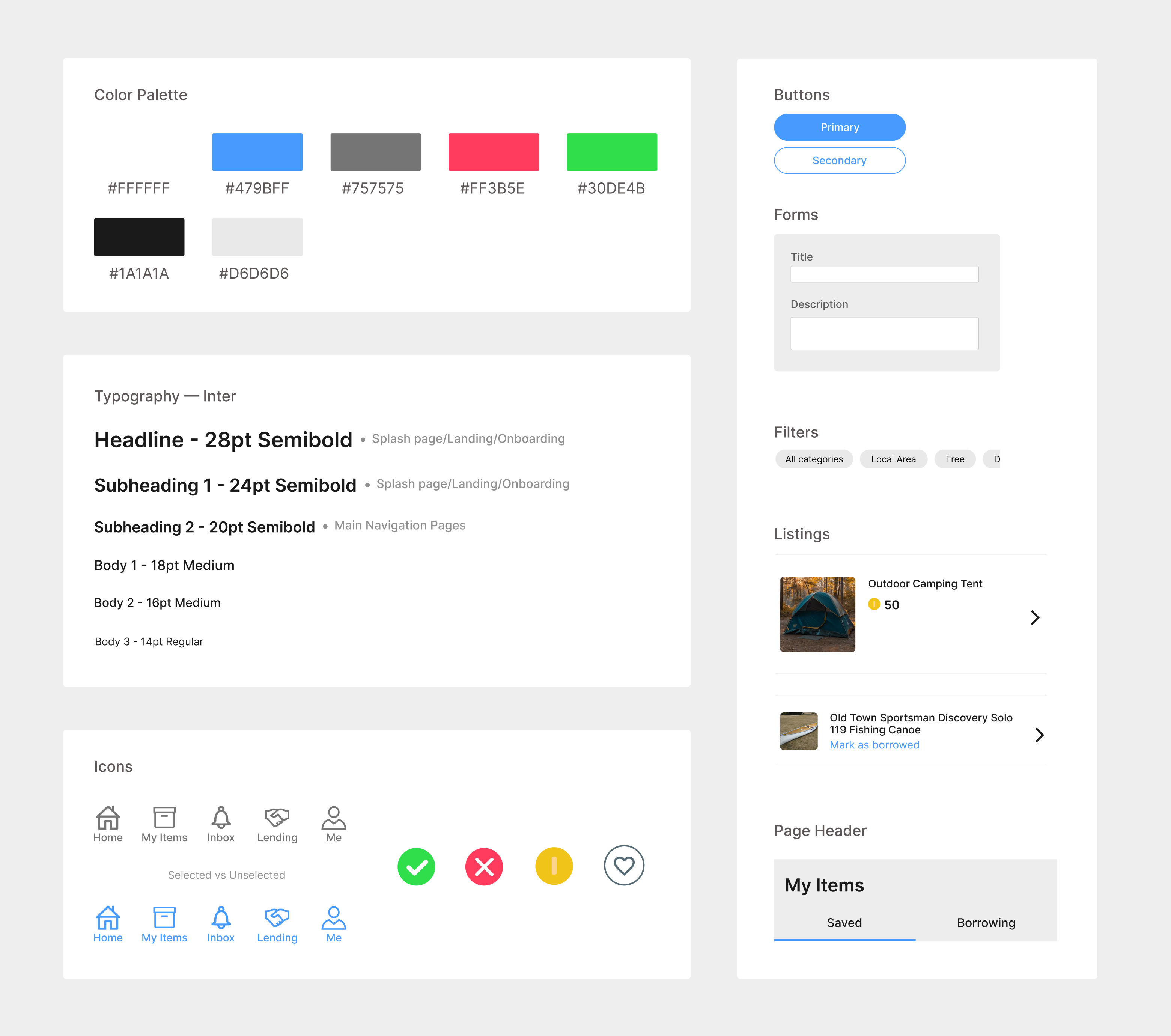 Pooled style guide with colors, typography, and components